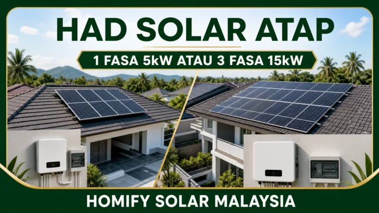 Rumah solar Malaysia menerangkan had 5kW satu fasa dan 15kW tiga fasa