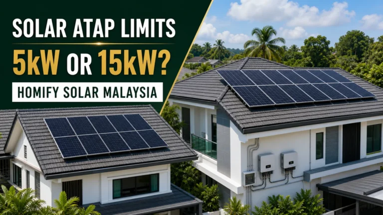 Malaysian solar home explaining 5kW single-phase and 15kW three-phase Solar ATAP limits