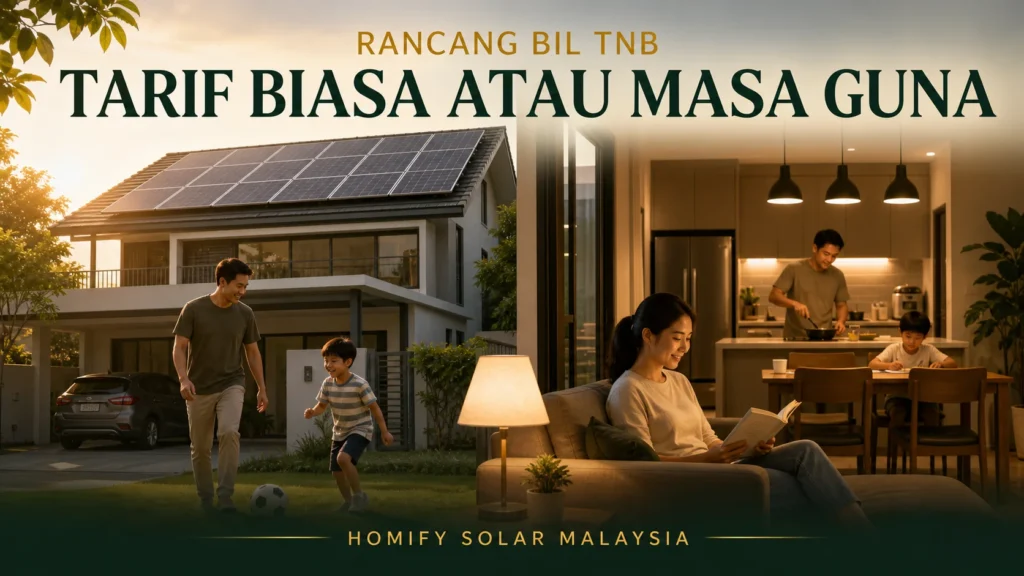 Rumah solar Malaysia membandingkan tarif TNB biasa dan Masa Penggunaan