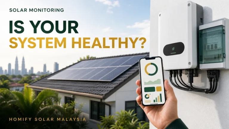 Homeowner checking a solar inverter and monitoring app at a Malaysian solar home