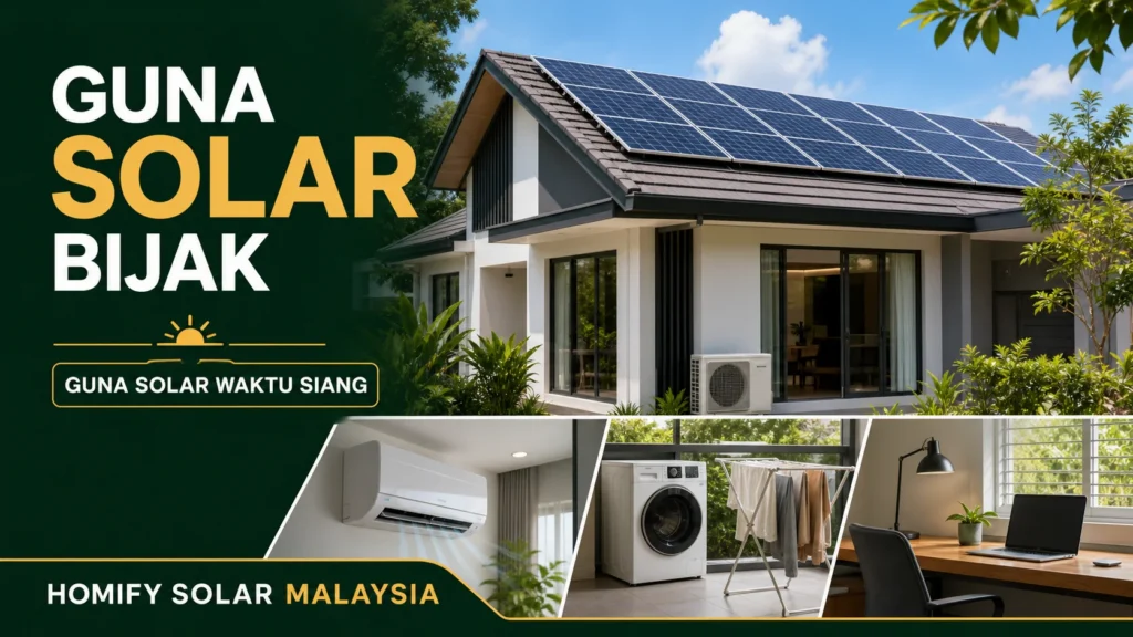 Rumah solar Malaysia menggunakan peralatan elektrik pada waktu siang