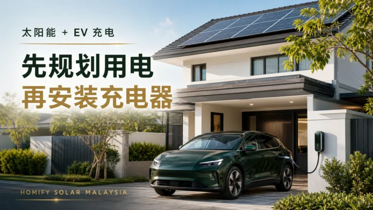 装有屋顶太阳能与墙式 EV 充电器的马来西亚住家