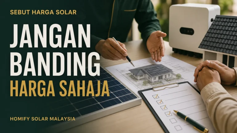 Pemasang dan pemilik rumah membandingkan sebut harga solar Malaysia