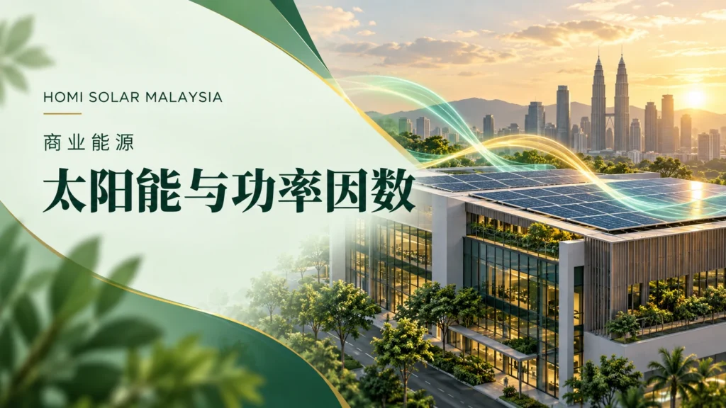 AI 生成的商业太阳能建筑封面,并非 HOMI 真实客户工程。
