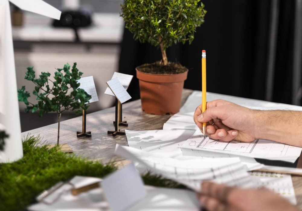 side-view-man-working-eco-friendly-wind-power-project-with-paper-plans side-view-man-working-eco-friendly-wind-power-project-with-paper-plans