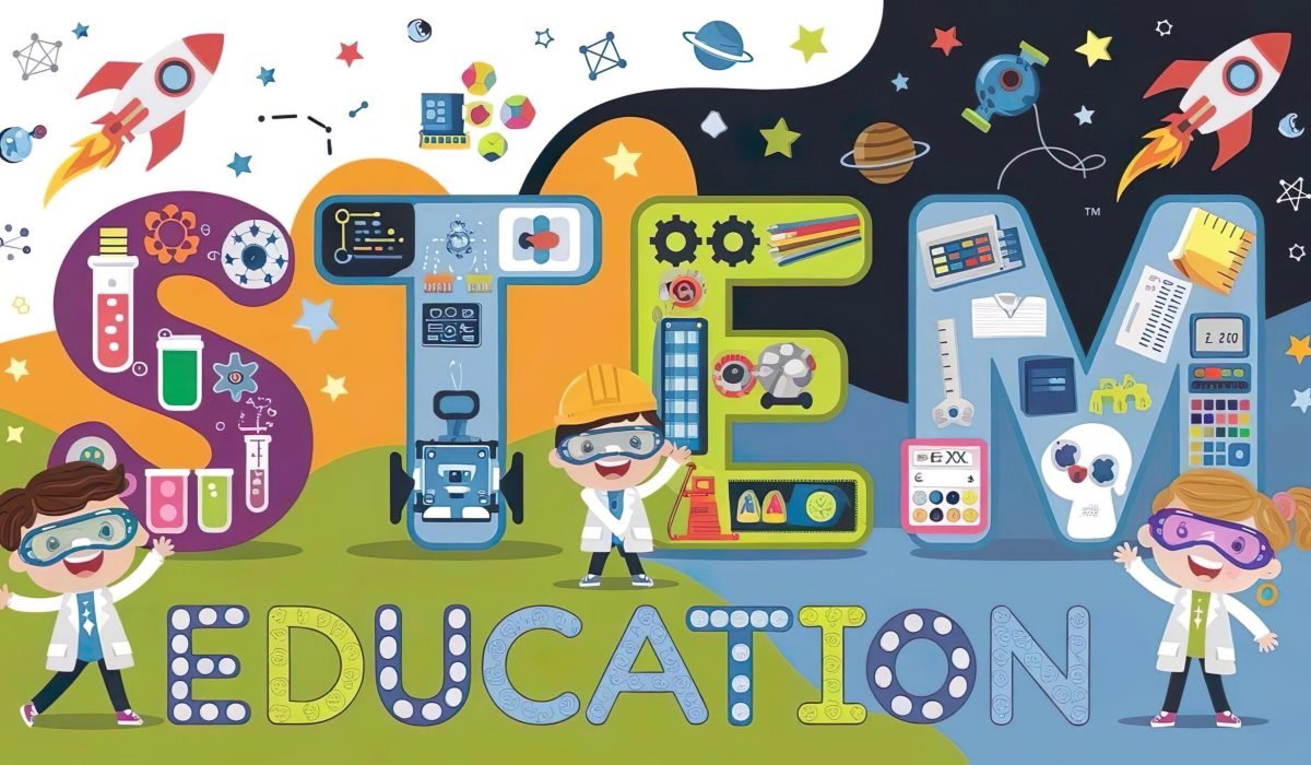stem-education-logo-with-scientist-kids-galaxy-theme stem-education-logo-with-scientist-kids-galaxy-theme